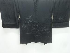 流水に草花模様織出し一ツ紋絵羽織